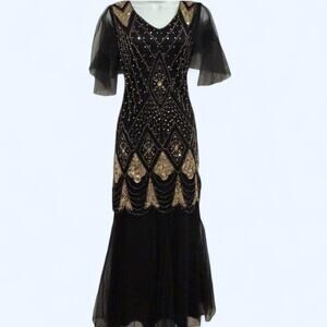 Black and gold beaded mermaid